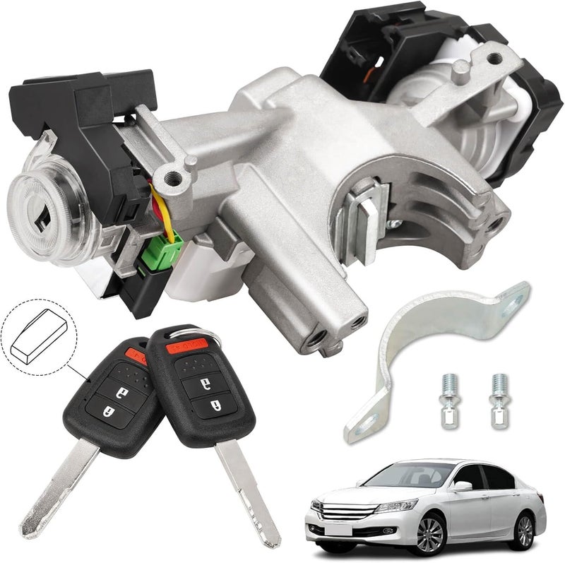 RAMATA Ignition Lock Cylinder Switch Compatible with 2013 2014 2015 2016 2017 Honda Accord 2.0L 2.4L 3.5L, Replace # 39730-T2A-A0, (with 2 Blank Chipped Remote Keys) - Image 1